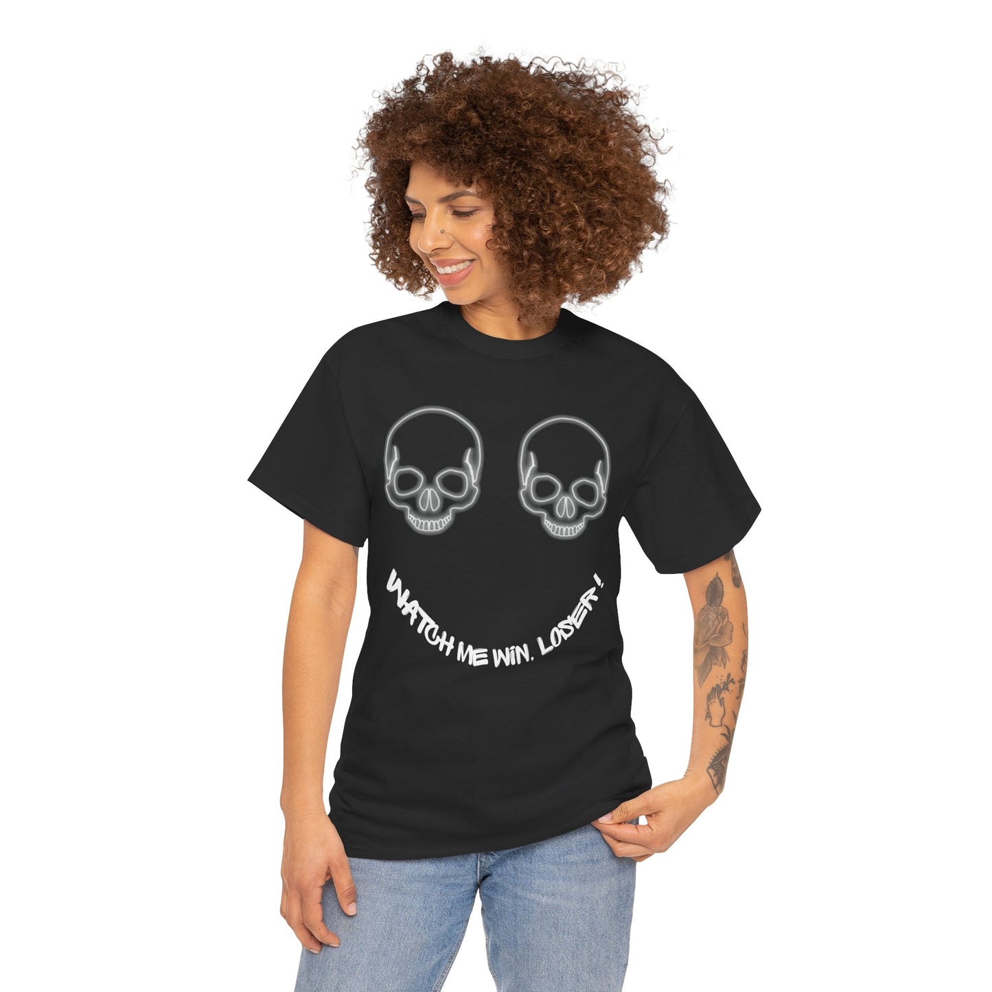 Skull Smile Tee — "Watch Me Win, Loser!" Graphic T-Shirt