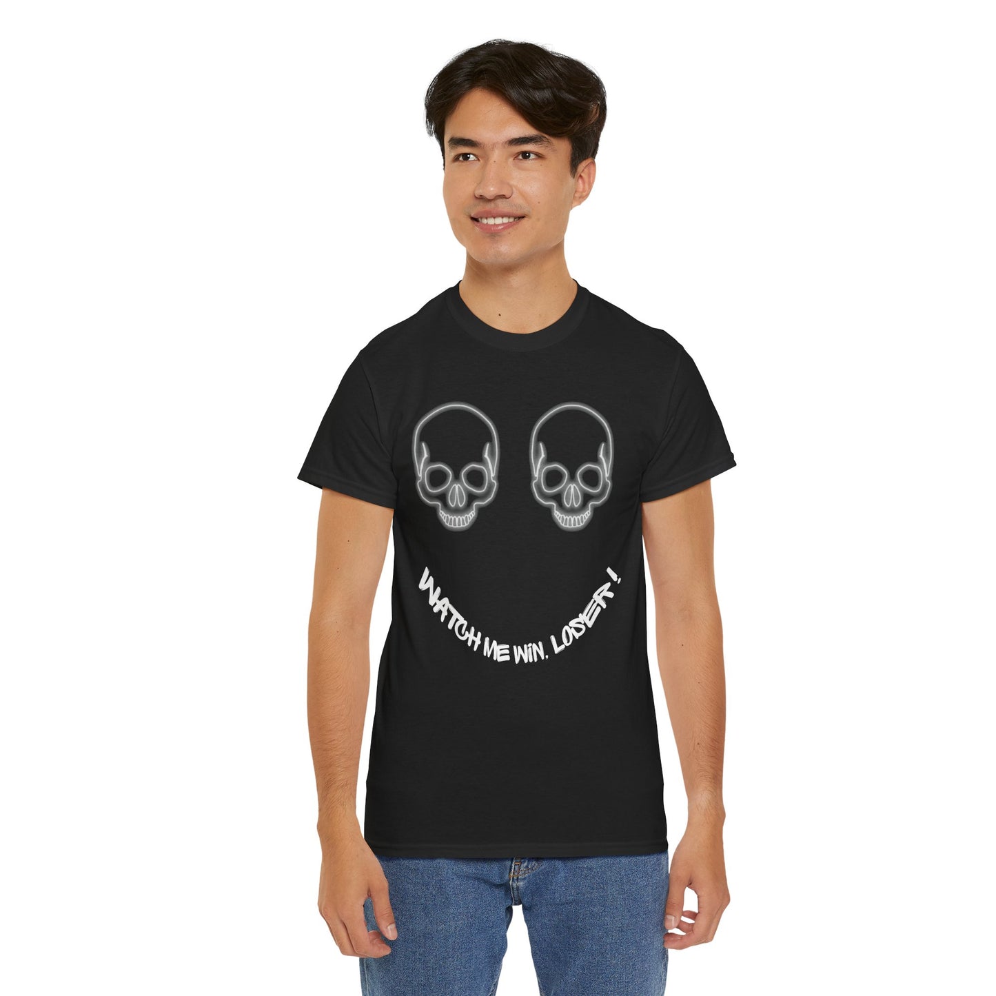 Skull Smile Tee — "Watch Me Win, Loser!" Graphic T-Shirt